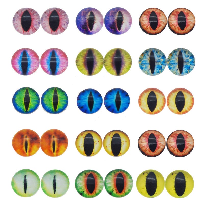 JJG 20PCS 30mm Dragon Eyes Round Glass Cabochon Flatback Jewelry Findings Horse Eyes Cat Eyes Doll Eye Dome Cameo Pendant Settings in Pairs - Image 1